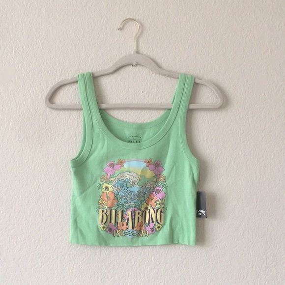 Billabong Crop Tank Top Scoop Neck Raw Hem Tee - Picture 16 of 16